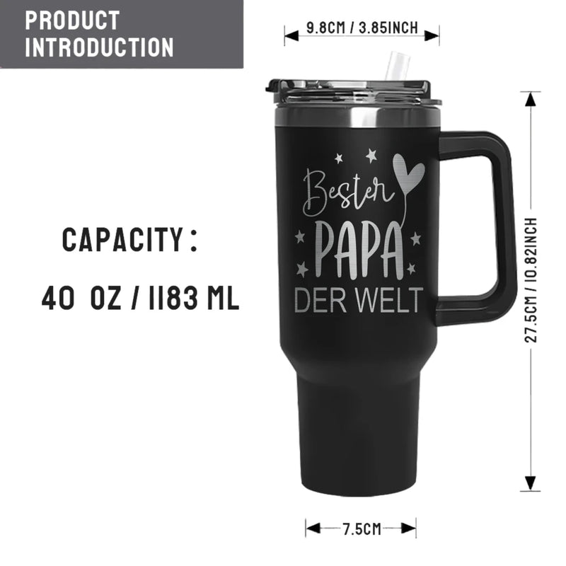 40oz Isolierter Edelstahl-Tumbler mit Deckel