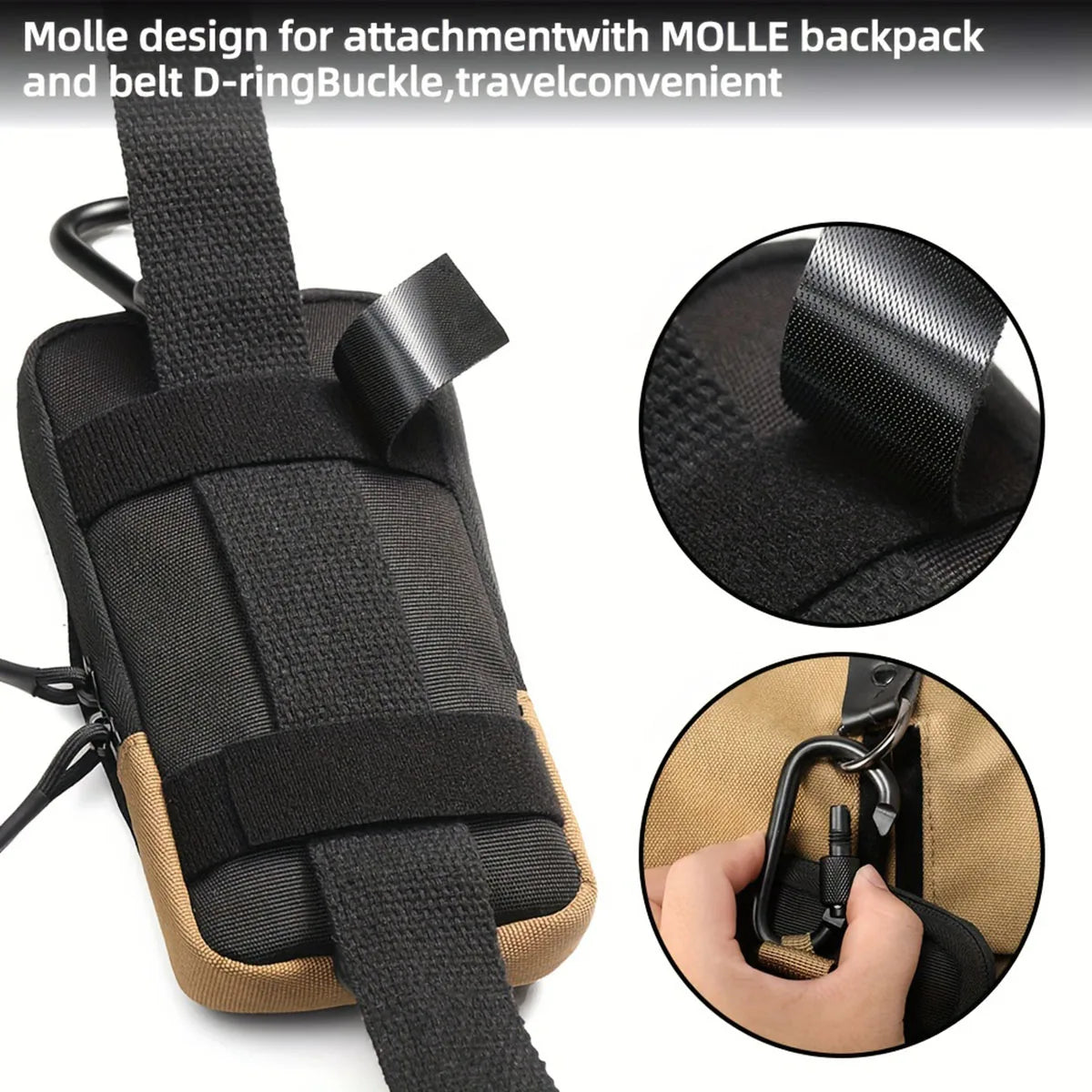 Correa y hebilla D-ring MOLLE negra para sujetar mochilas y mayor comodidad al viajar