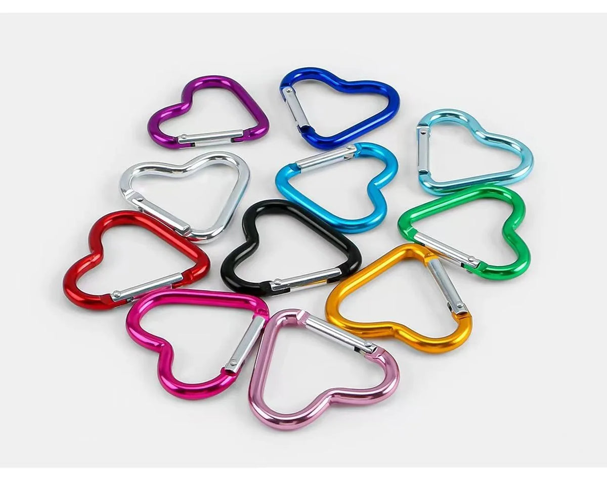 Vibrant Heart-Shaped Carabiner Clips for Keys & DIY Jewelry