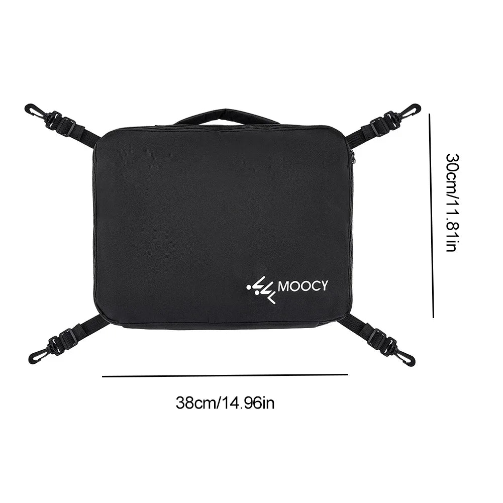 Black waterproof paddle board deck bag with cooler lining and adjustable straps