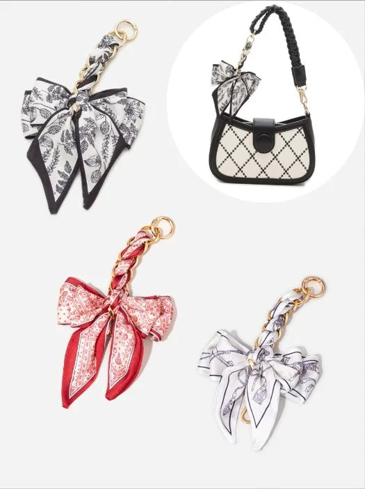 Elegant Bow Chain Bag Strap with Hanging Charm