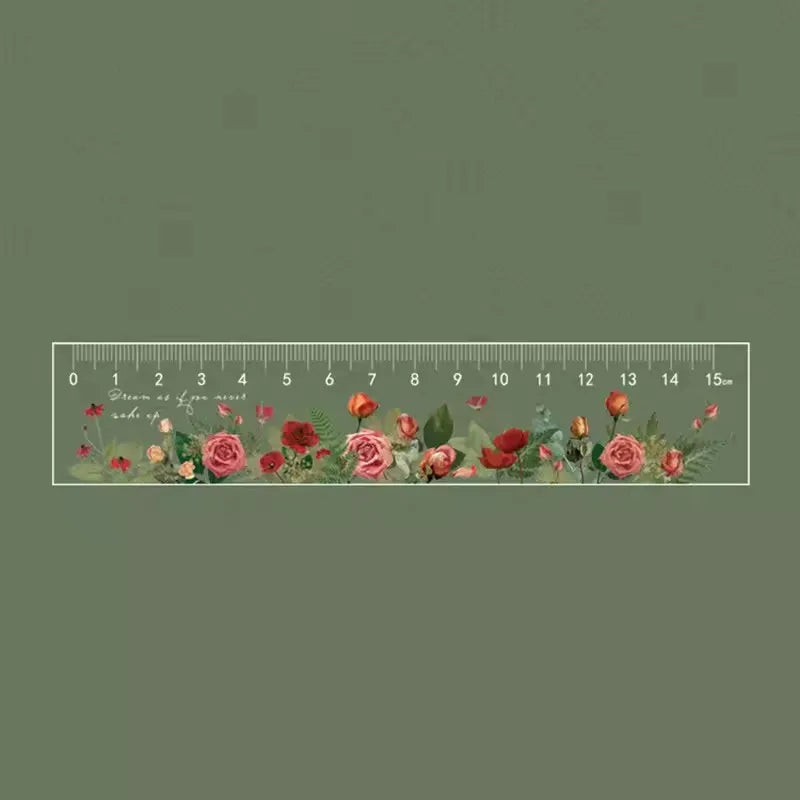 15cm Floral Design Ruler - Daisy & Rose Pattern Measuring Tool