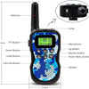 A black walkie-talkie device with an antenna, buttons, lamp, microphone, and speaker is shown with dimension lines.