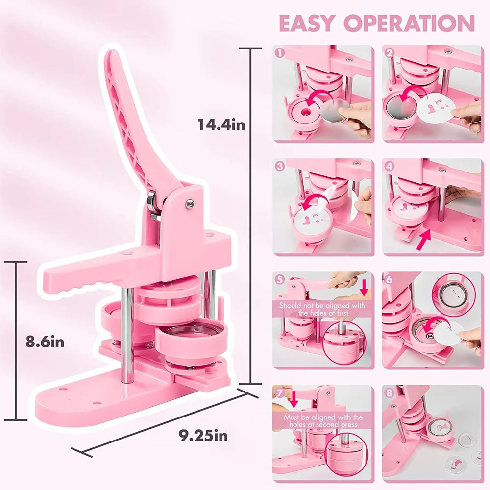 Multi-Size Button Maker Machine with 300 Button Parts Kit