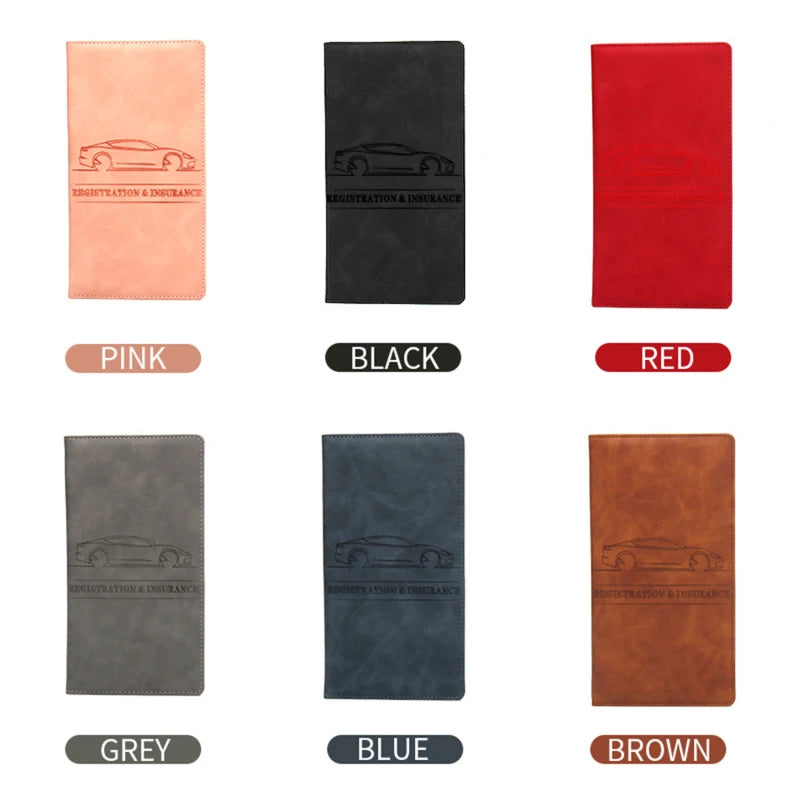 Premium PU Leather Car Document Organizer with Card Slots