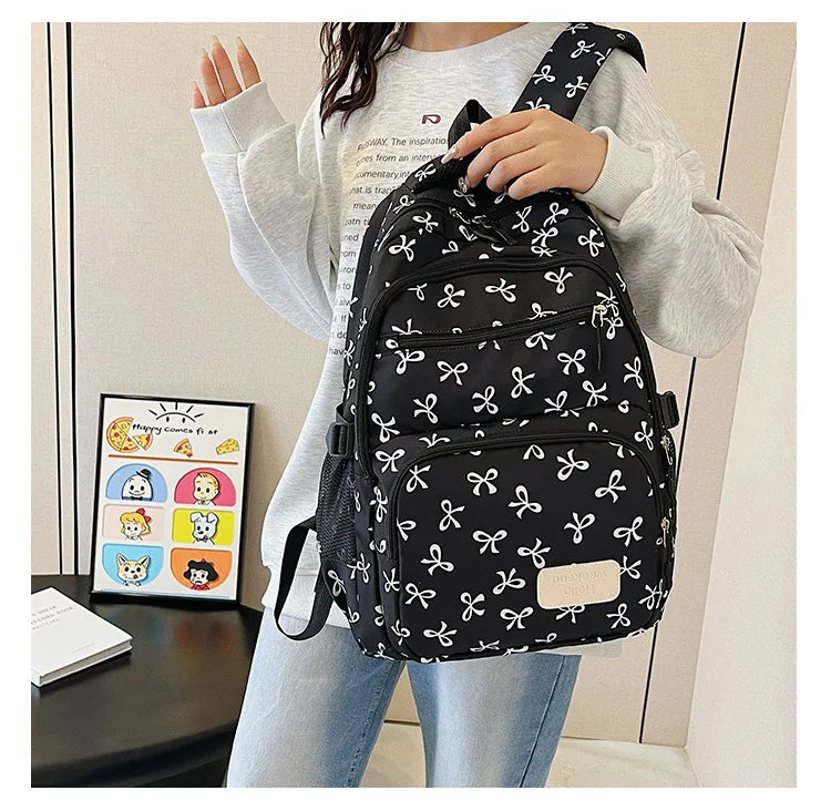 Korean Fashion Bow Print Backpack