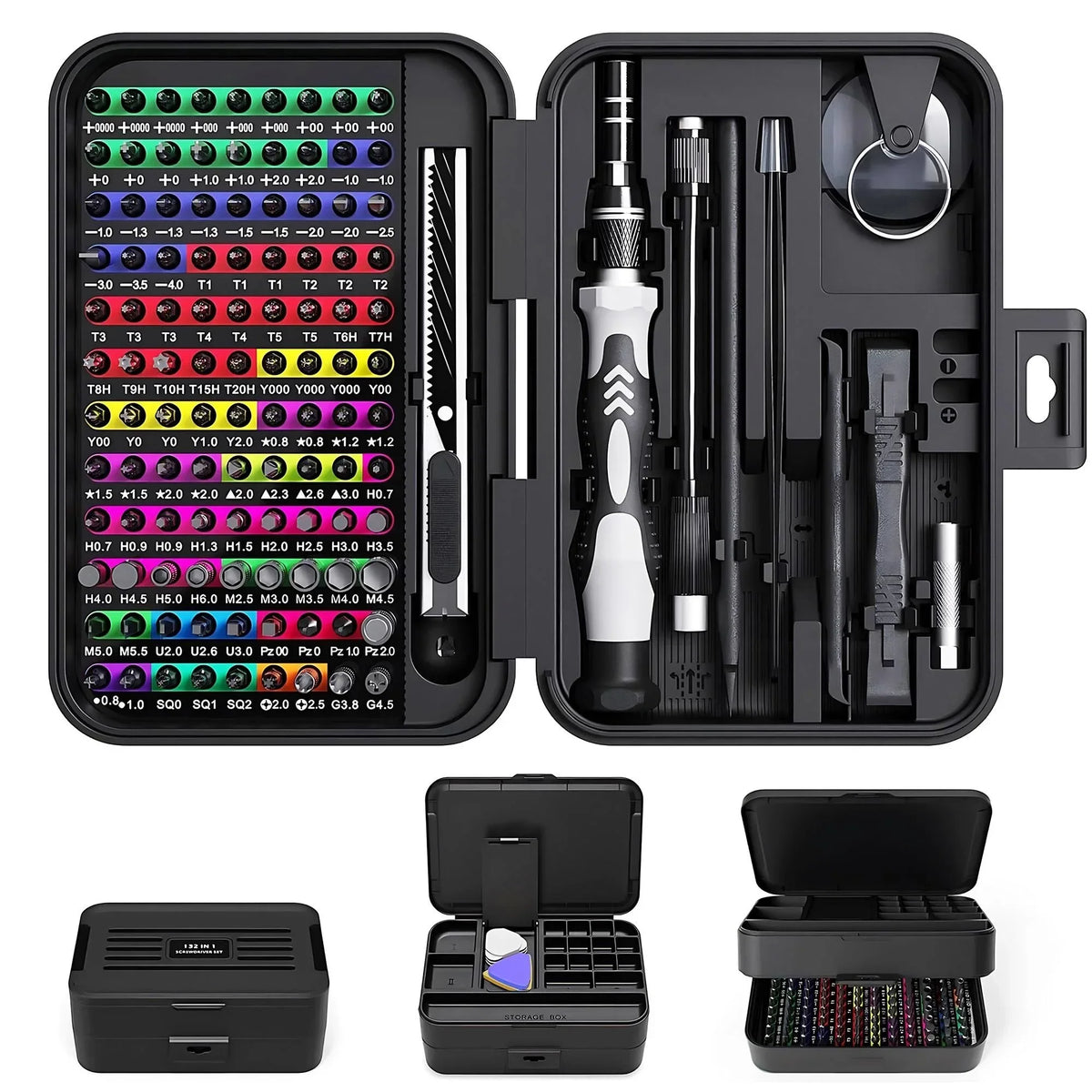 132-in-1 Precision Screwdriver Set with Color-Coded Bits and Magnetic Case