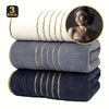 Gold-Stripe Bath Towel Set (3-Pack) – Ultra-Soft & Highly Absorbent