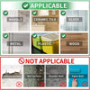 Diagram showing applicable and non-applicable surfaces for invisible adhesive hooks on marble, ceramic tile, glass, metal, pl