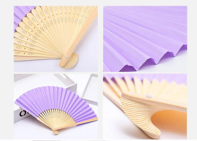 Classic Bamboo Folding Fan with Blank Canvas Design