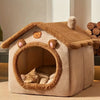 Lit Grotte Rétractable pour Animaux avec Housse Amovible et Lavable