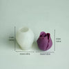A white silicone mold shaped like a lotus flower, shown next to its measurements.