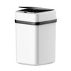 A white smart sensor touchless trash can with a black lid.