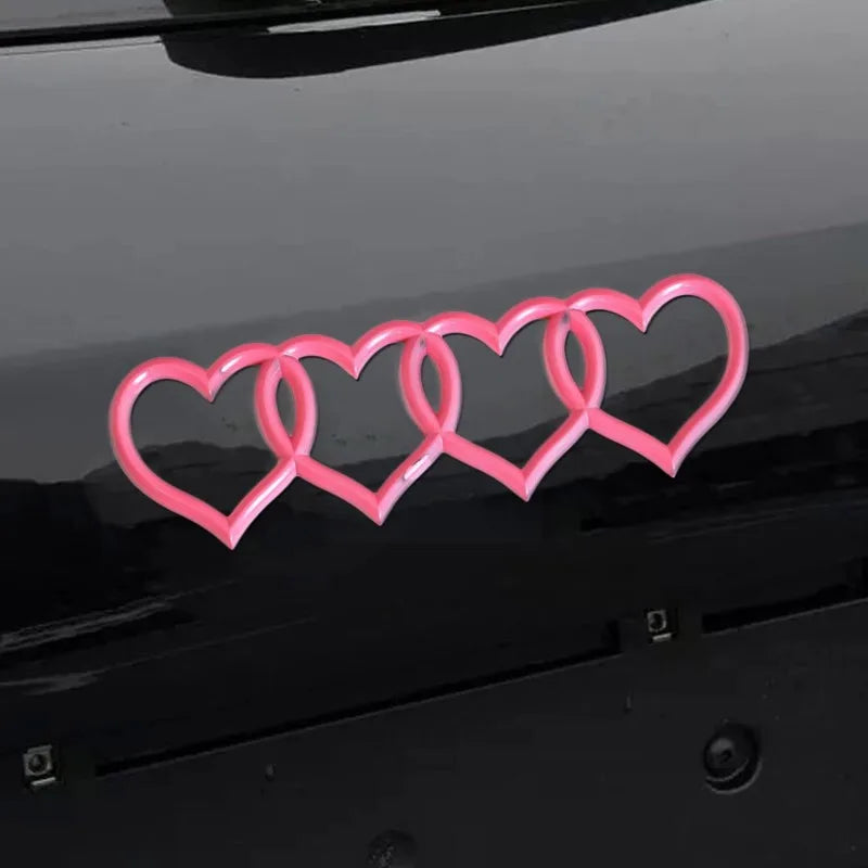 Heart Chain Car Decal – 3D Chrome Emblem for Truck, SUV & Sedan Trunk