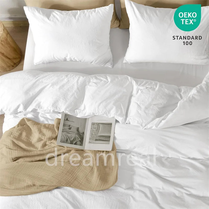 Washed Cotton 4-Piece Bedding Set with Duvet Cover