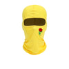 Yellow floral balaclava face mask with a brown eye opening