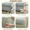 Installation steps showing how to lift a mattress, put in the fastener, lay the bed sheet, and complete installation.