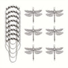 A set of twelve rust-proof metal dragonfly shower curtain hooks.