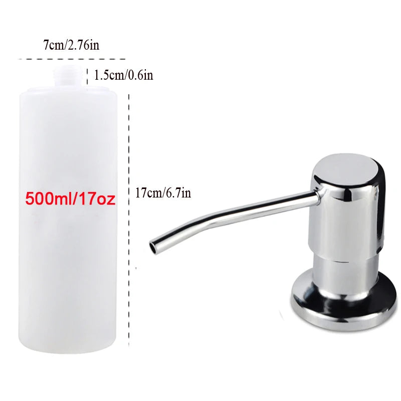Weiße 500ml Küchenseife mit Chrompumpe.