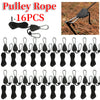 Set of 16 black pulley ropes and hooks for tent tensioners