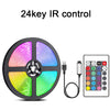 A circular RGB LED control panel with 24 keys and a remote control for lighting effects.