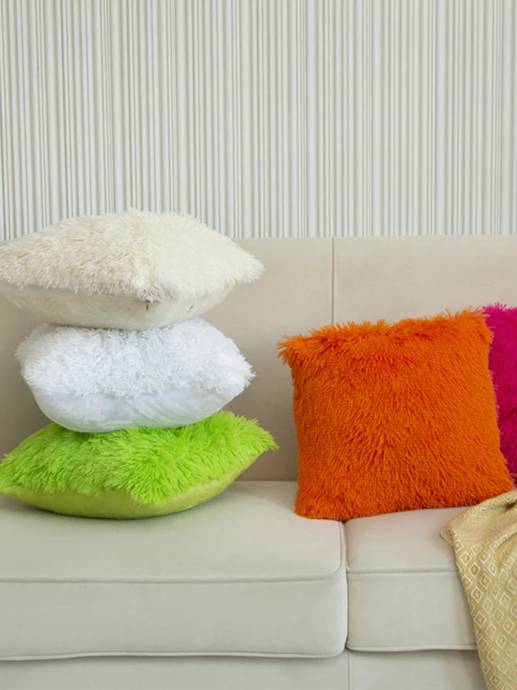 Luxury Faux Fur Throw Pillow Covers (Set of 2)