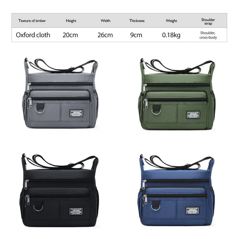 Men's Waterproof Crossbody Bag with Multi-Pocket Storage