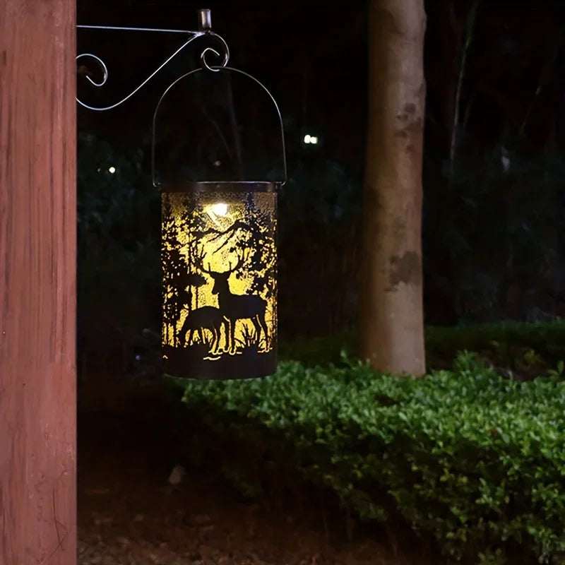 Solar Deer Garden Lantern with Forest Projection