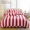Red Striped Duvet Cover Set with Two Pillowcases