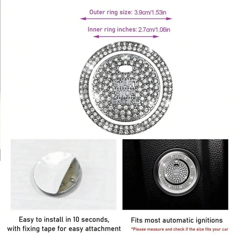 Crystal Rhinestone Car Start Button Cover
