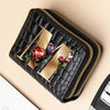 Alphabet Flower Double-Zip Card Wallet with Secure Clasp