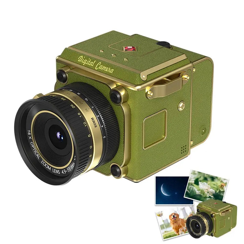 Retro-Inspired Digital Camera with 16x Digital Zoom