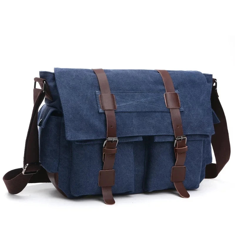 Vintage Canvas Messenger Bag for Men – Retro Crossbody Shoulder Bag