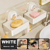 White ABS wall-mounted soap dish featuring a quick installation and one-piece hook design.