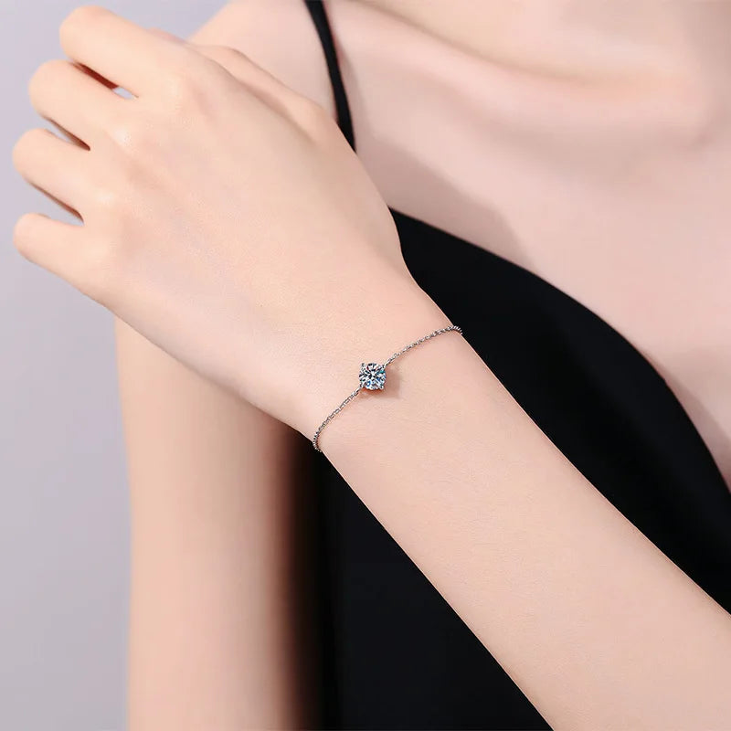 Classic Sterling Silver Moissanite Chain Bracelet