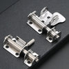 A pair of heavy duty stainless steel door bolt latches for anti-theft security.