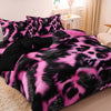 Pink leopard abstract print duvet cover set featuring black and vibrant pink patterns.