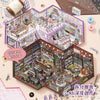 A flat lay of a 3D house scene sticker set featuring detailed miniature buildings and architectural elements for scrapbooking