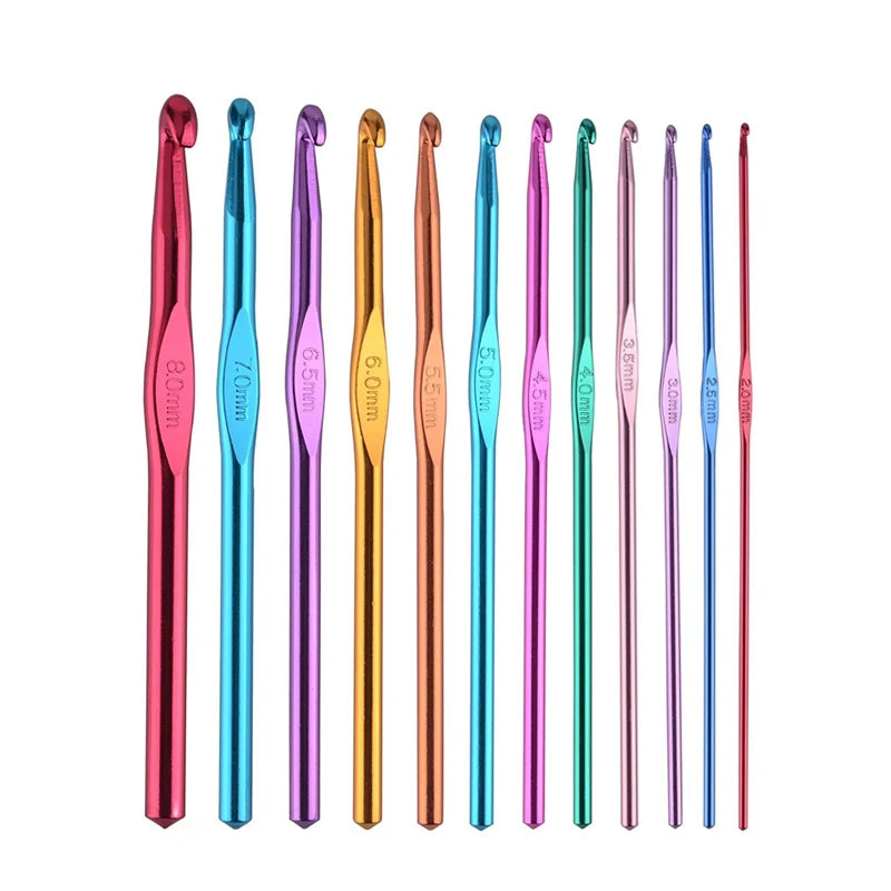 Colorful Aluminum Crochet Hook Set with Ergonomic Handles