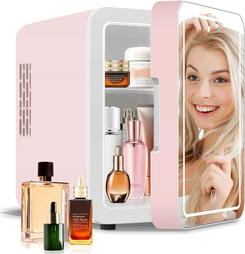 4L Mini Skincare Fridge with Dimmable LED Mirror