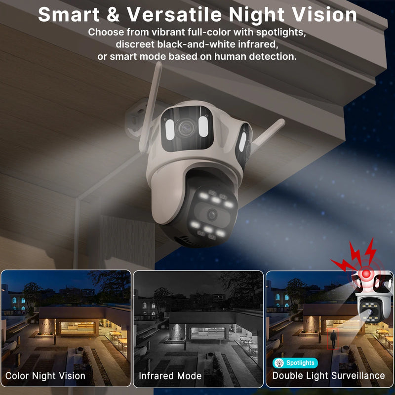 Tri-Lens PTZ WiFi Security Camera with Auto-Tracking