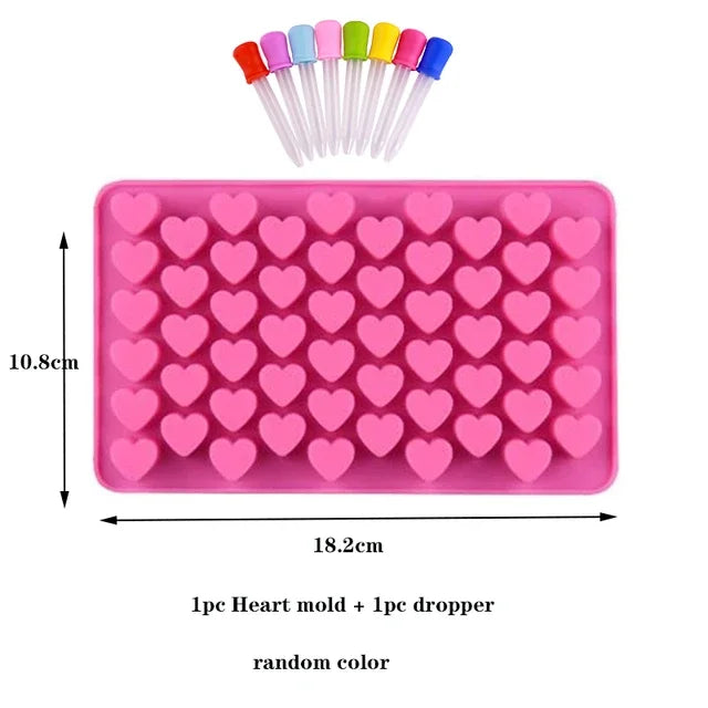 Food-Grade Silicone Gummy Bear & Dinosaur Candy Mold Set with Dropper