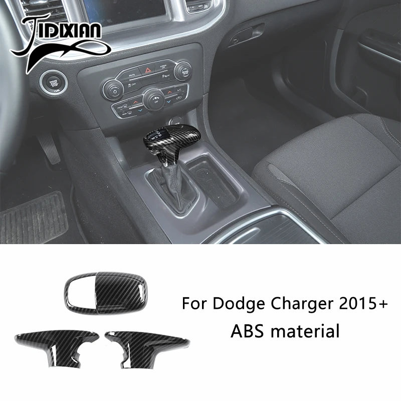 Carbon fiber interior trim kit for Dodge Charger featuring ABS material components