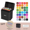 A gift set of 40 alcohol pens in various colors and a storage bag with a color chart.