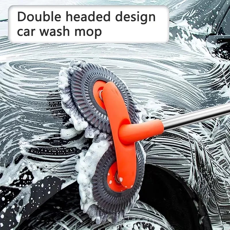 360° Rotating Car Wash Mop with Long Handle & Scratch-Free Microfiber Head