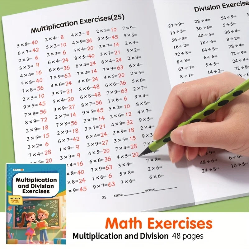 48-Page Multiplication & Division Workbook for Kids