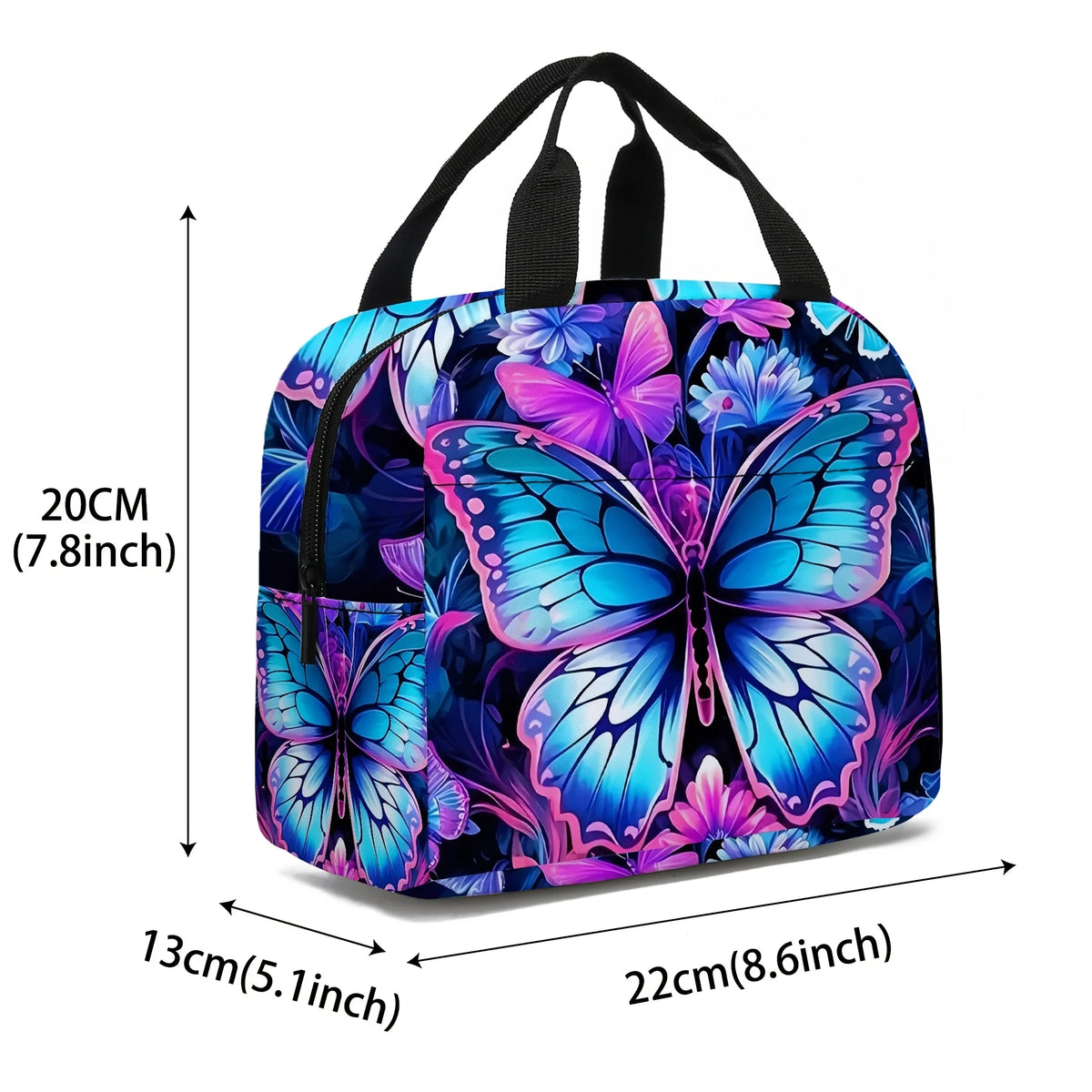 Insulated Butterfly Lunch Bag with Front Pocket
