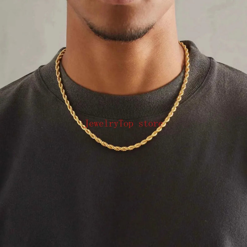 18K Gold-Plated 4mm Rope Chain Necklace