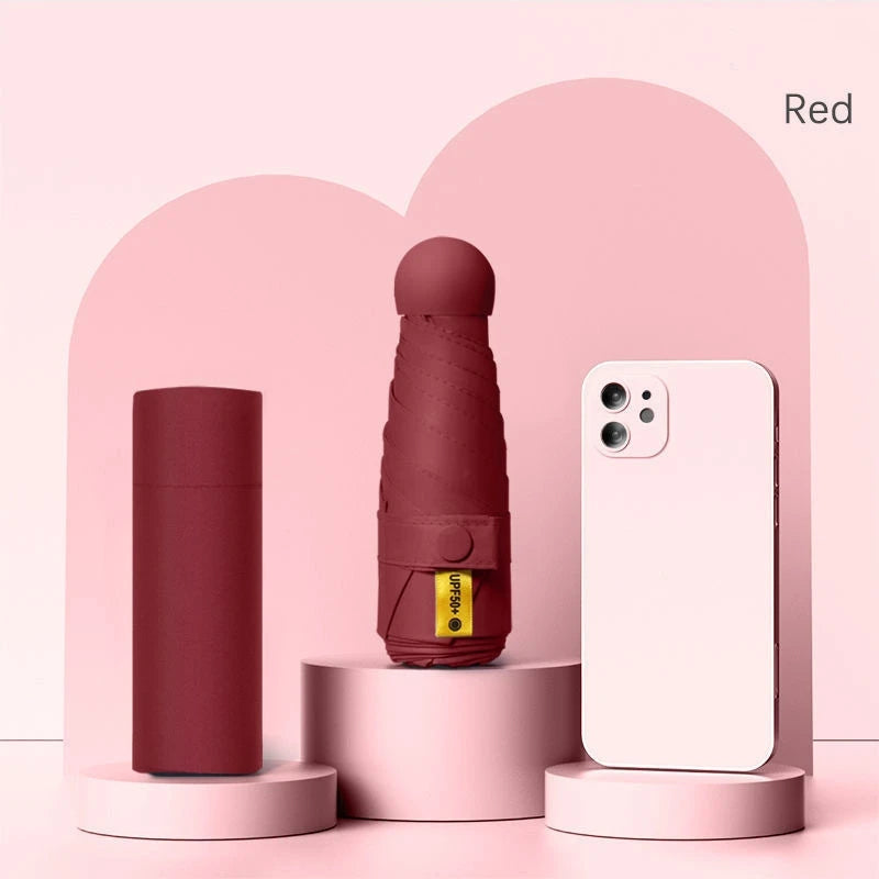 Mini Capsule Folding Umbrella with UPF 50+ UV Protection