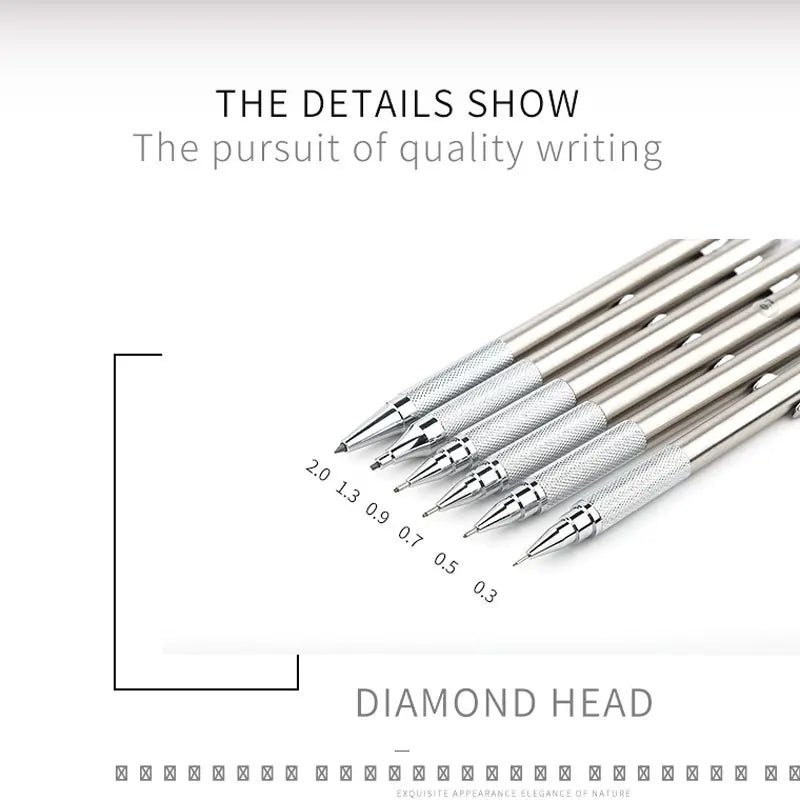 Full Metal Mechanical Pencil Set with Assorted Lead Sizes